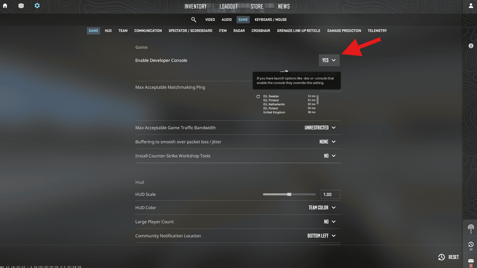 enabling console in cs2